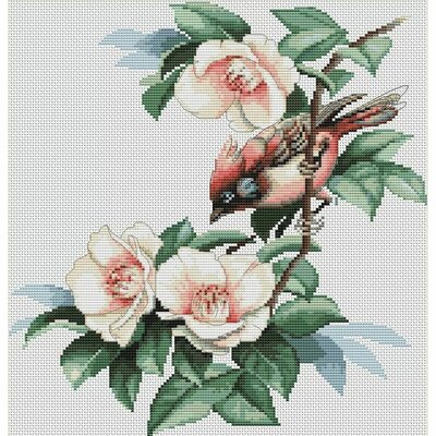 Luca-S B299  kit point de croix  Oiseau dans les fleurs