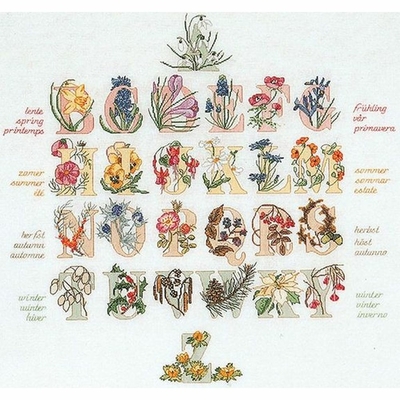 Thea Gouverneur 2025  kit point de croix compté  Alphabet floral