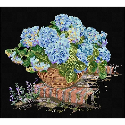 Thea Gouverneur 2046-05  kit point de croix  Hydrangea bleu