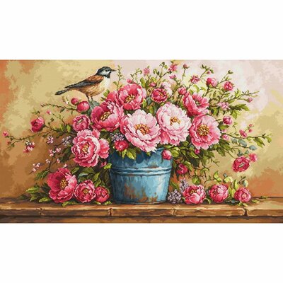 Luca-S B7055  kit point croix  Bouquet luxuriant de fleurs