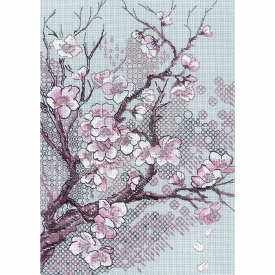 Riolis 2298  kit point croix  Fleurs de prunier