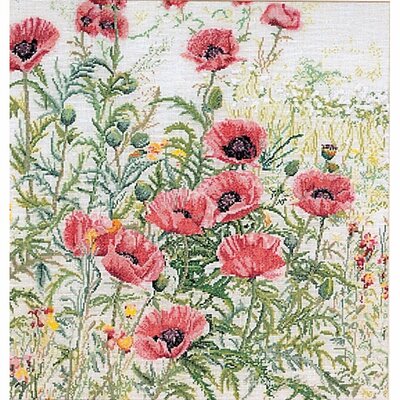 Thea Gouverneur 2061  kit point croix  coquelicots rose  1