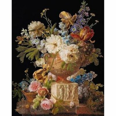 Thea Gouverneur 580-05  kit point croix  Fleurs dans un vase en albâtre