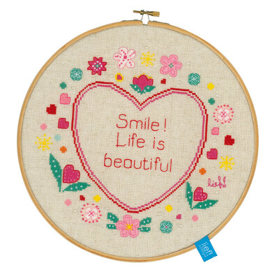 La vie est belle - Vervaco Lief! PN-0150920 - Kit broderie point de croix sur www.la-brodeuse.com