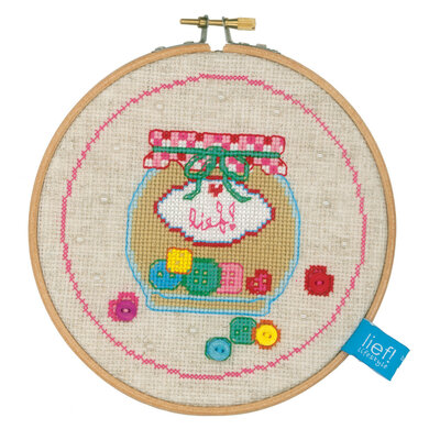 Bocal de boutons - Vervaco Lief! PN-0150923 - Kit broderie point de croix sur www.la-brodeuse.com
