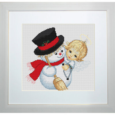 Angelot et bonhomme de neige - Luca-S LB191 - Kit broderie point de croix en vente sur www.la-brodeuse.com