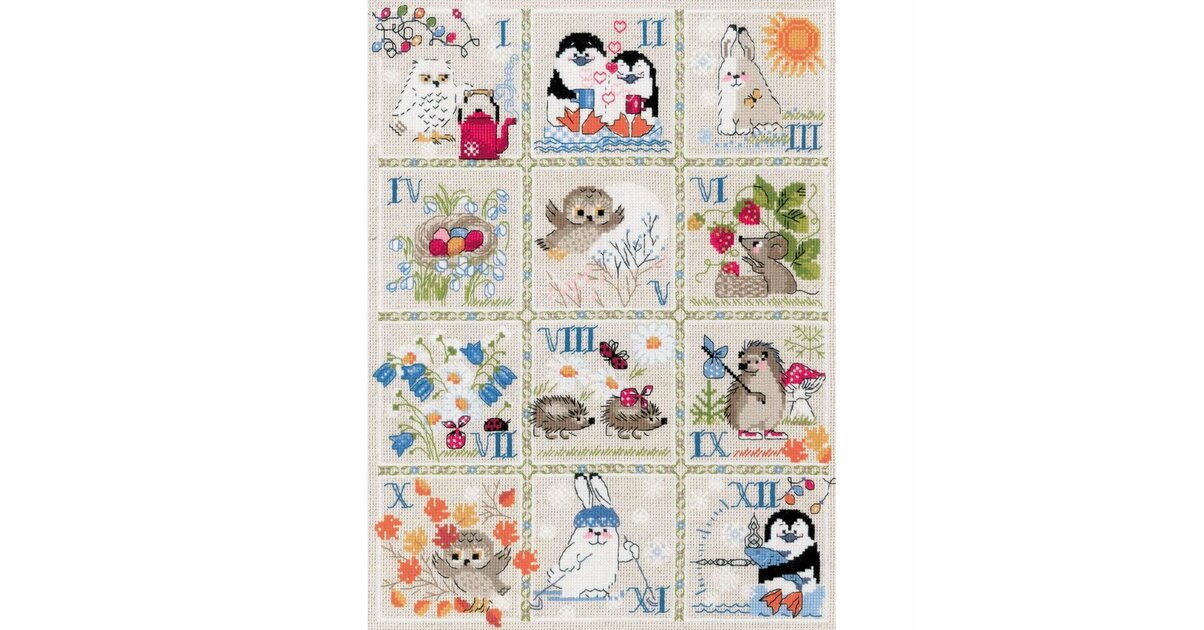 Kit Broderie Point De Croix 'Chat Des Villes En Hiver' Riolis RI-610 - 13x13 Cm, Toile Aïda, Fils Laine/Acrylique - 8