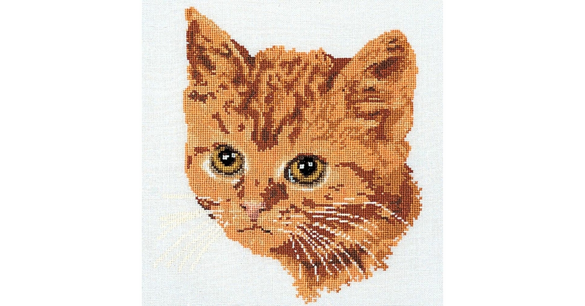 Broderie vache marron au repos sur aida - Thea Gouverneur