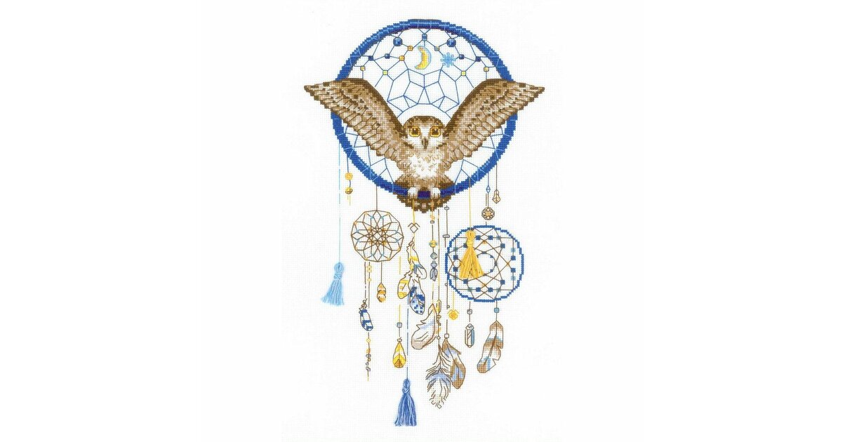 Kit Point De Croix Riolis 'Fais De Beaux Rêves' - Taille 30x30 Cm, Toile Aida 14 Ct - Neuf