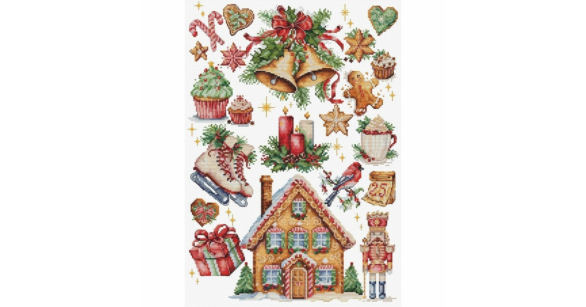 Kit broderie point de croix avec perles - Lumière de Noël - Charivna Mit