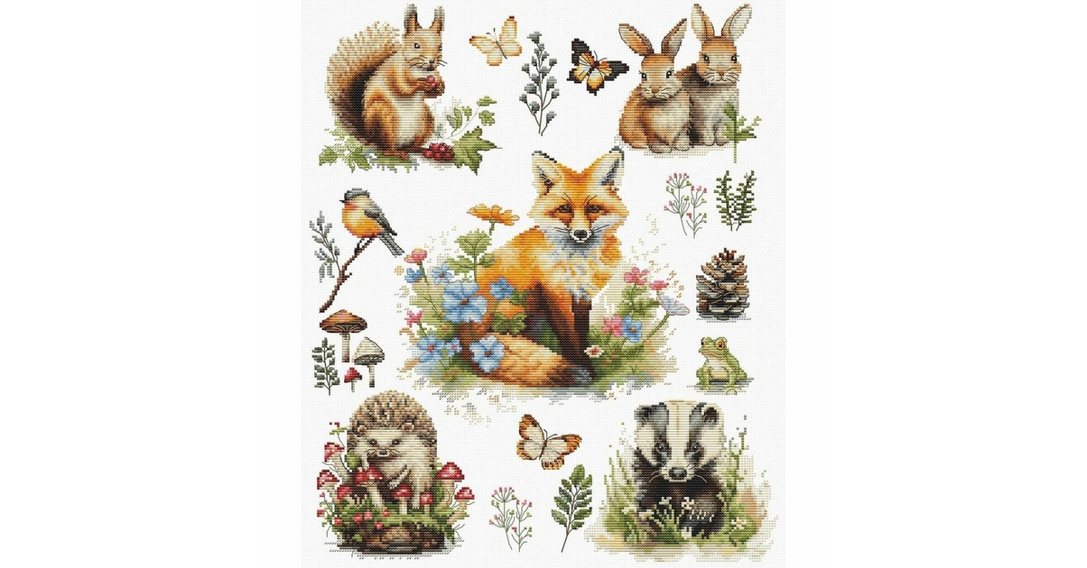 Luca-S B2243 Papillon Posé Broderie Au Point De Croix Compté