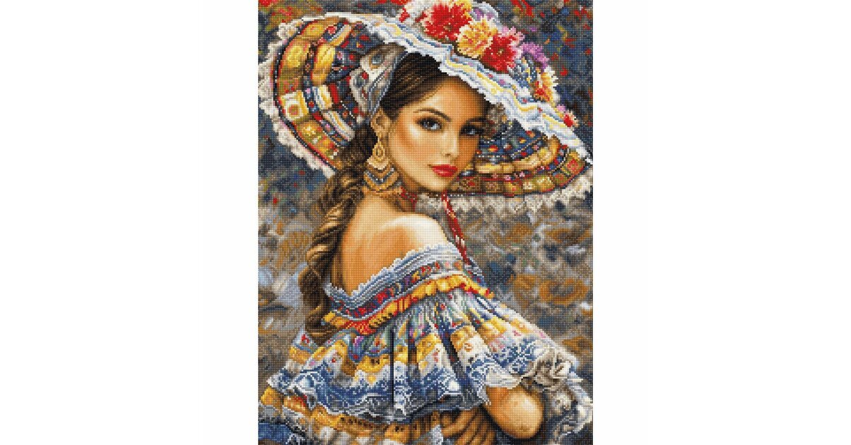 Luca-S Kit De Broderie Au Point De Croix Compté Pour Adultes - Doré - La Fête Mexicaine B706