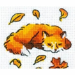 Riolis 1879 - renard dans les feuilles - kit point de croix - 1