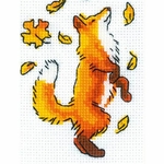 Riolis 1879 - renard dans les feuilles - kit point de croix - 3