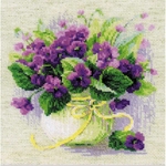 Riolis 2091 - kit point de croix compté - Violettes en po - 2t