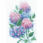 Riolis 2139  kit point croix compté  Hortensias gracieux 2