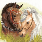 Riolis 1864  kit point de croix compté  couple de chevaux