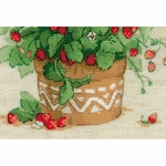 Riolis 1984  kit point de croix compté  Fraises dans un pot  4