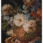 Thea Gouverneur 580-05  kit point croix  Fleurs dans un vase en albâtre  1