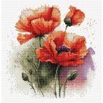 Luca-S B7024  kit point croix  Les fleurs de coquelicot