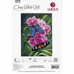 Luca-S B7010  kit point de croix compté  orchidée et papillon  1