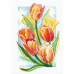 Riolis 2191  kit point croix  Lueur printanière Tulipes  2