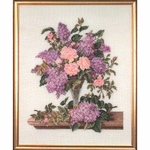 Eva Rosenstand 14-185  kit point croix compté  Lilas et roses  2