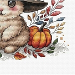 Ava  P075  kit de point croix compté  Lapin magique en automne  3