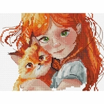 Hobby Jobby HJ002  kit point de croix  Fille et chat  5