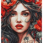 Luca-S BU5063  kit point de croix  La fille aux coquelicots  2
