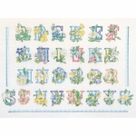 Thea Gouverneur 2089  kit point de croix  Alphabet floral  1