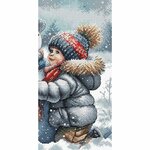 Ava P086  kit point de croix  Garçon et ami des neiges  2