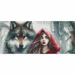 Ava P083  kit point de croix  La jeune fille et le loup gardien  1