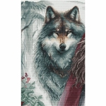 Ava P083  kit point de croix  La jeune fille et le loup gardien  2
