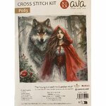 Ava P083  kit point de croix  La jeune fille et le loup gardien  5