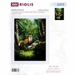 Riolis 2251  kit point de croix  Renard dans la forêt  1