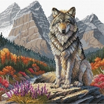 Ava P098  kit point de croix  Loup majestueux