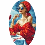 Ava P134  kit point de croix  La Dame en rouge  1