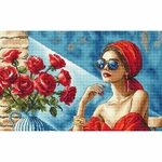 Ava P134  kit point de croix  La Dame en rouge  3