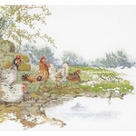 Thea Gouverneur 2038  kit point de croix compté  Chickens  2