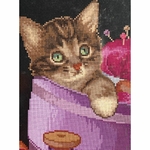 Thea Gouverneur 736-05  kit point croix  Sewing basket Kitten  3