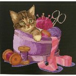 Thea Gouverneur 736-05  kit point croix  Sewing basket Kitten