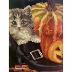 Thea Gouverneur  738-05  kit point croix  Halloween Kitten  2
