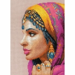 Riolis 2248  kit point croix  Femme Indienne  4