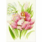 Riolis 1735  kit point croix  Fée sur une pivoine