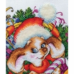 LanSvit D056  kit point de croix compté  Puppg de Noël  2