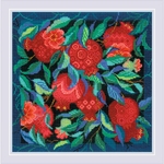 Riolis 2269  kit point croix  Panneau  Coussin Jardin de Grenade  2