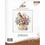 Aine A1025  kit point croix  Fleurs de thé  1