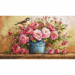 Luca-S B7055  kit point croix  Bouquet luxuriant de fleurs