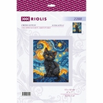 Riolis 2288  kit point croix  Chat étoilé  2